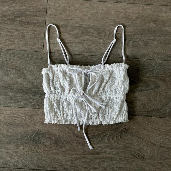 Garage White Cropped Tank Top - Picture 1 of 5